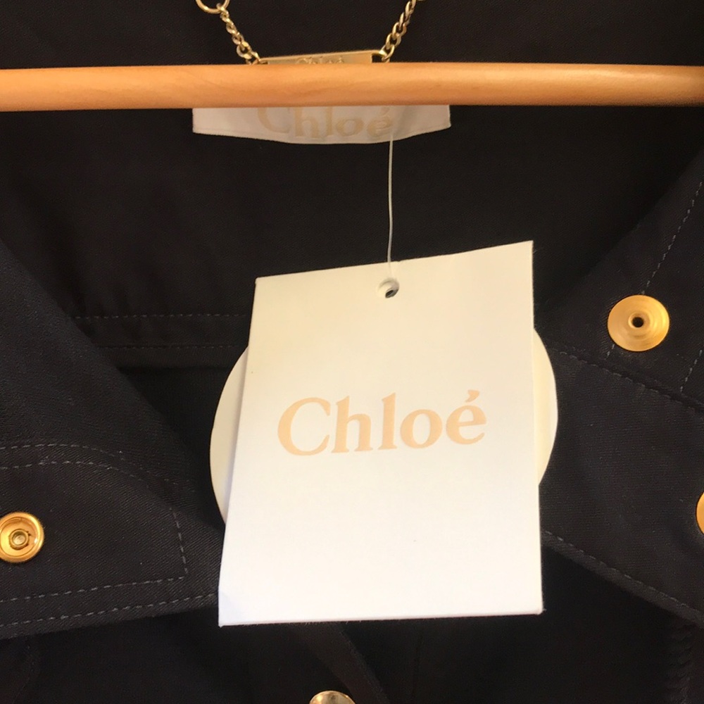 Chloé Navy Virgin Wool snap up jacket - Picture 2 of 7